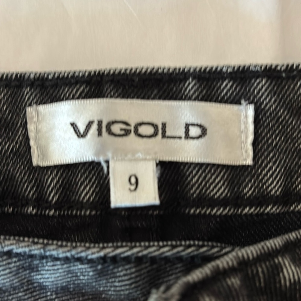 Vigold Denim‎ Billie 90s Jean Women Size 9 Black Wash Distressed Ripped Raw Hem - Picture 2 of 10